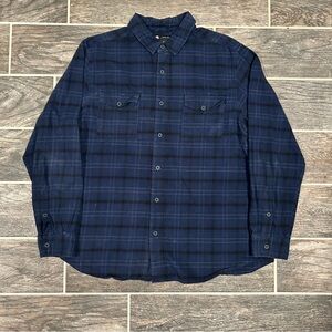 Nike SB Long Sleeve Plaid Button Up Shirt Skateboarding Mens Size XL Blue